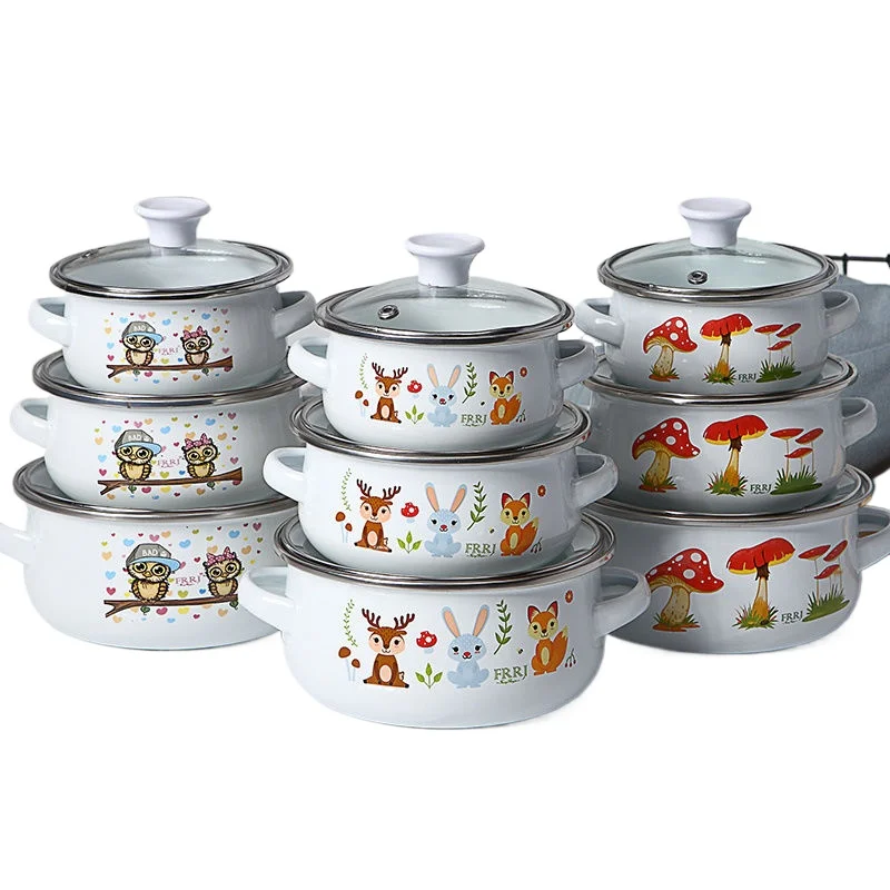 Baby Food Healthy - Mini Enamel Soup Pot with Lid,