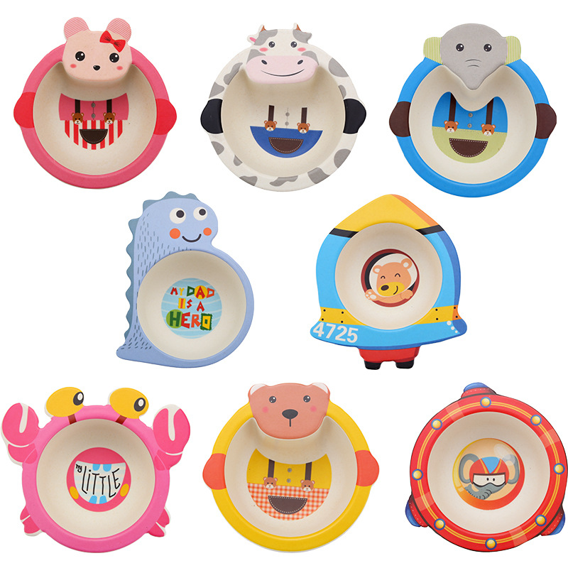 Baby Food Healthy - Cartoon Baby Feeding Bowl Bamboo Fiber
