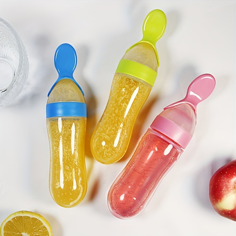 Baby Food Diet - Baby Feeding Silicone Bottle with Spoon,