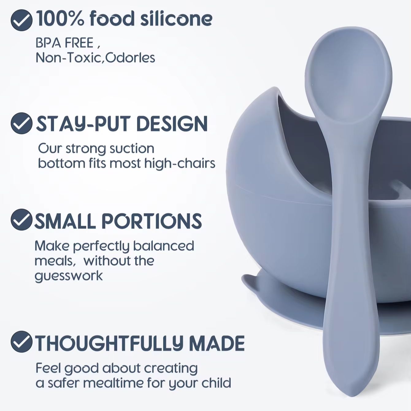 2PC Silicone Sucker Bowl Feedi - Baby Food Quantity recension och pris